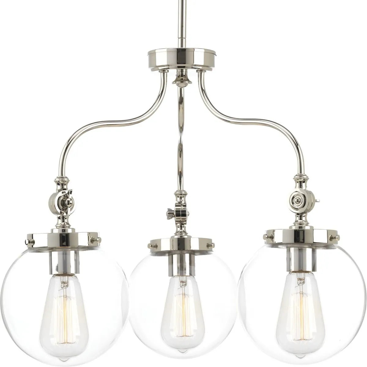 P4769-104 3-Light Ceiling/Stem Mount 1-Tier Chandelier 100-Watt 120-Volt Polished Nickel Penn by Progress