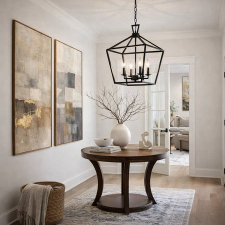 12" Four Light Lacey Pendant in Rubbed Oil Bronze by TransGlobe