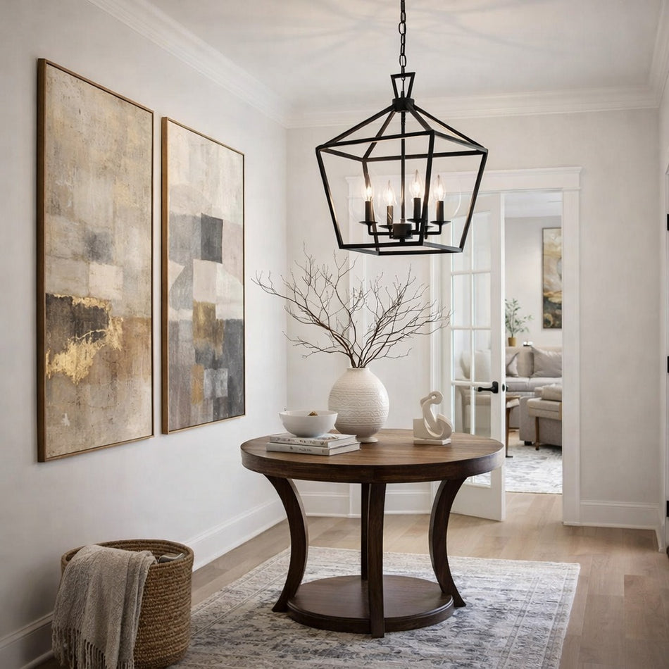 12" Four Light Lacey Pendant in Rubbed Oil Bronze by TransGlobe