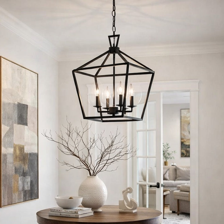 12" Four Light Lacey Pendant in Rubbed Oil Bronze by TransGlobe