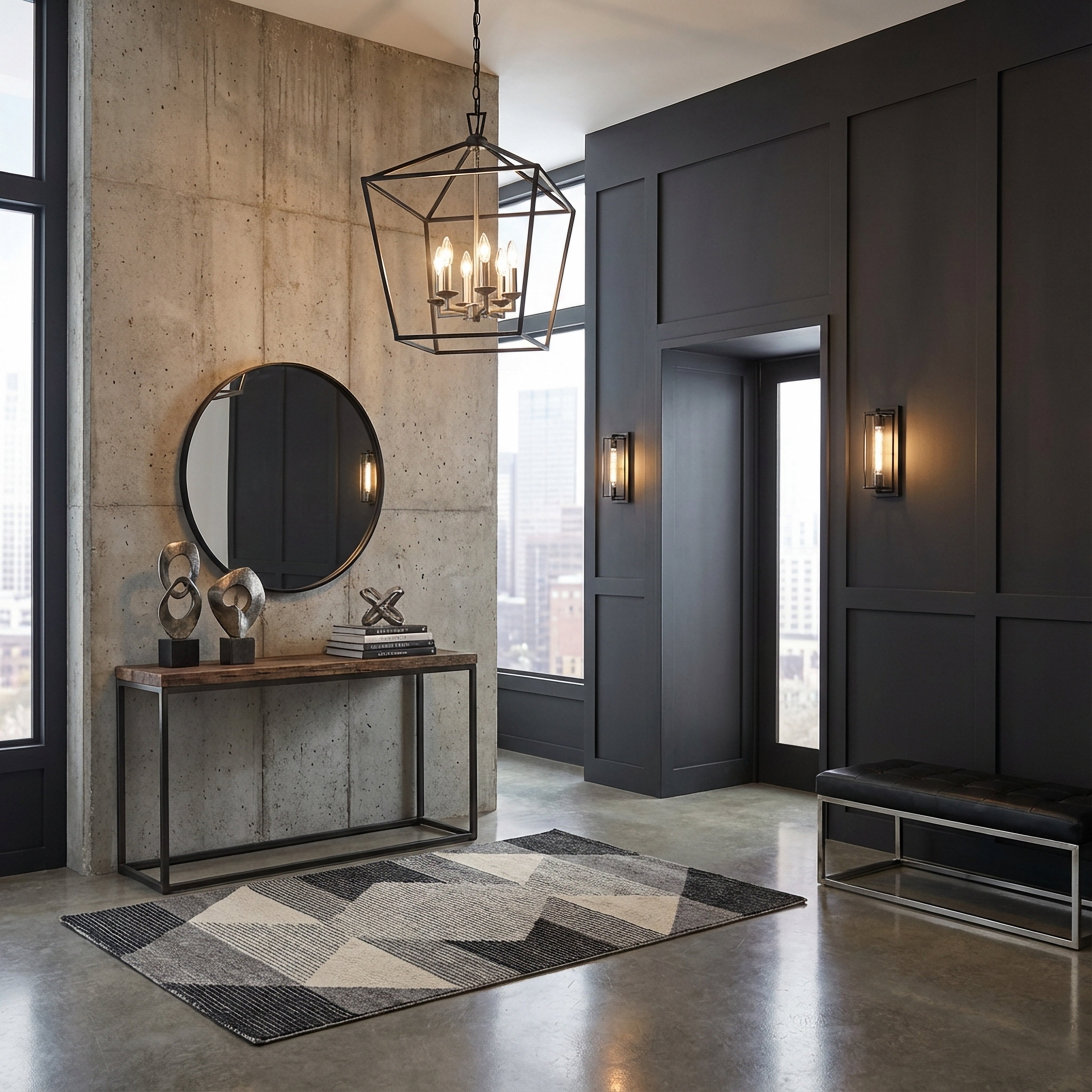 Lacey 16" Pendant Style Cage Chandelier in Black & Nickel by TransGlobe