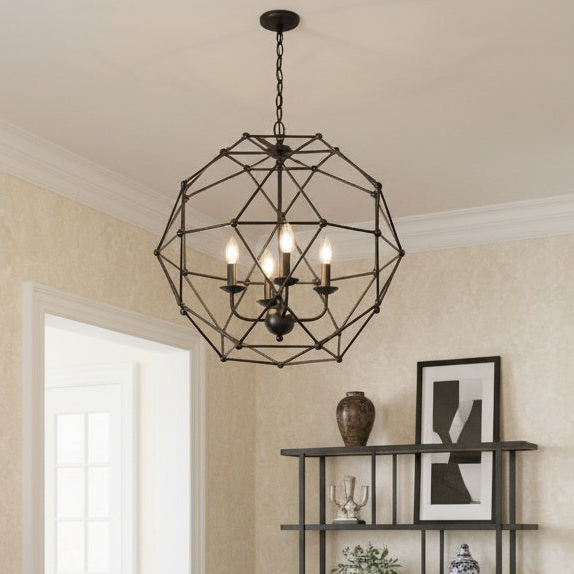Avo 4-Light Oil-Rubbed Bronze Globe/Orb Pendant with Metal Shade