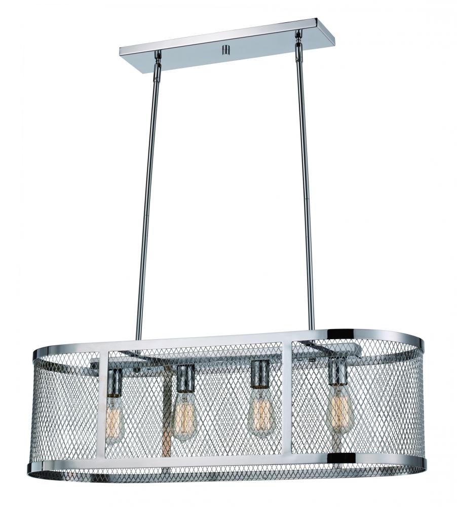 Mist 4 Light 33-3/4" Wide Linear Chandelier with Metal Mesh Shade by TransGlobe