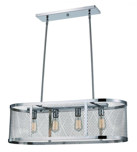 Mist 4 Light 33-3/4" Wide Linear Chandelier with Metal Mesh Shade by TransGlobe