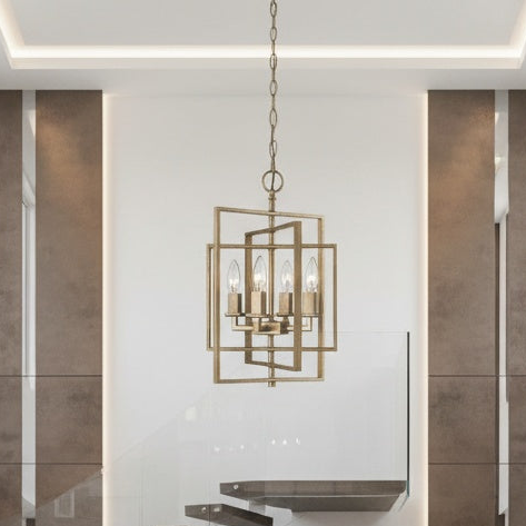 El Capitan 14" Pendant Style Cage Chandelier in antique gold by TransGlobe