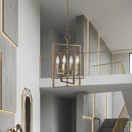 El Capitan 26" Pendant Style Cage Chandelier in antique gold by TransGlobe