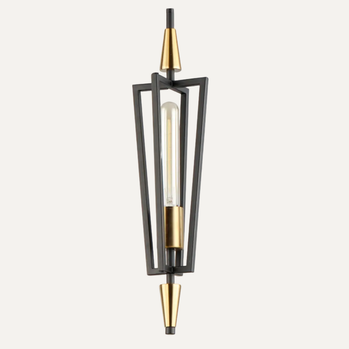 Wings 1-Light Geometric Pendant in Black & Satin Brass