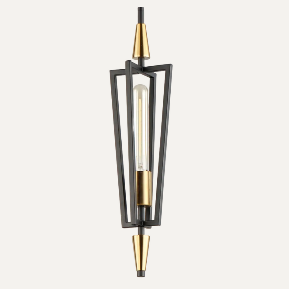 Wings 1-Light Geometric Pendant in Black & Satin Brass