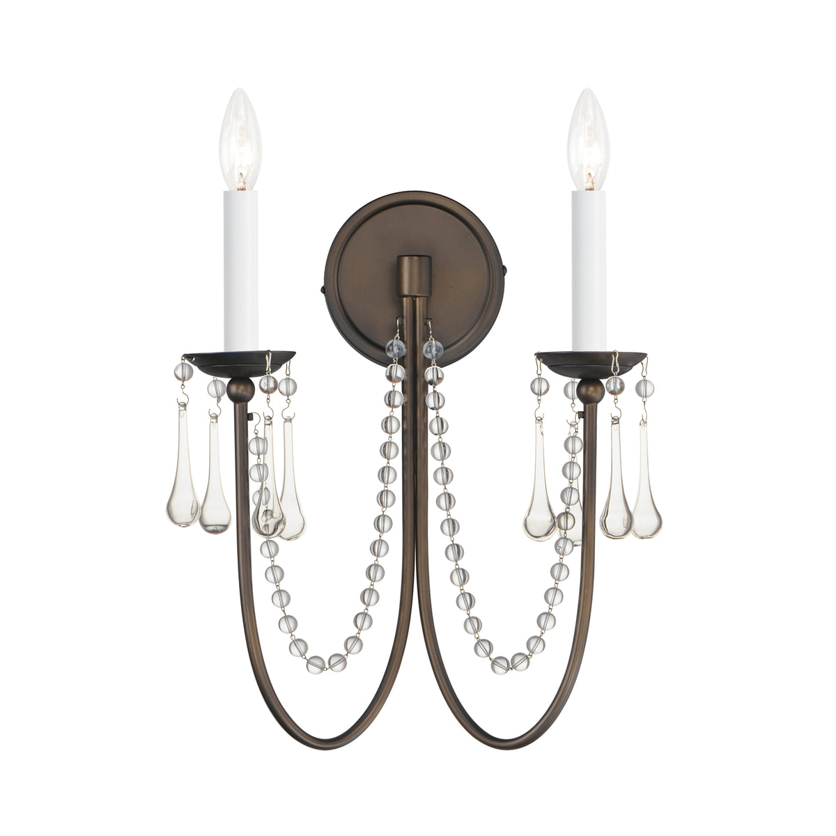 Plumette 2-Light Wall Sconce w Crystal
