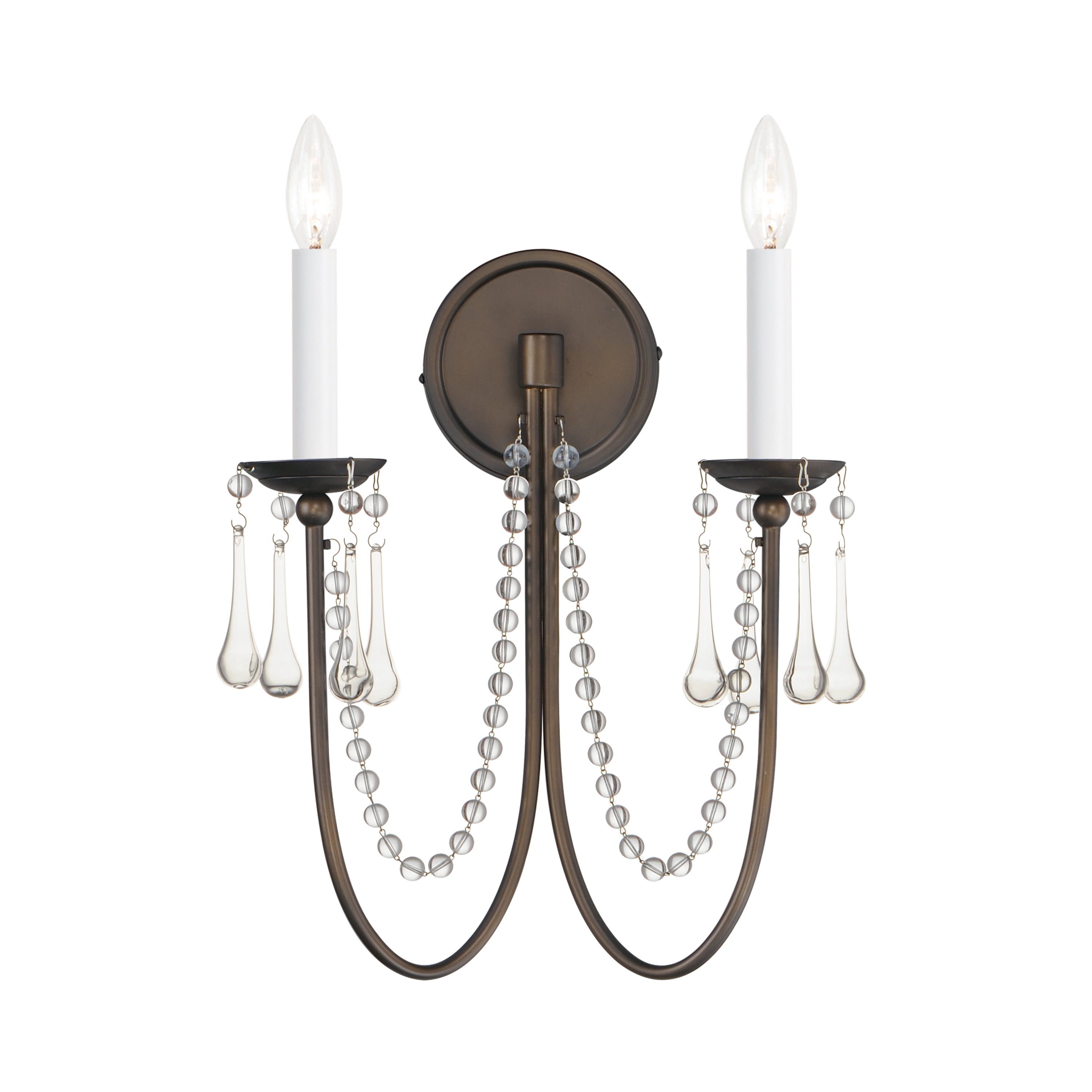 Plumette 2-Light Wall Sconce w Crystal