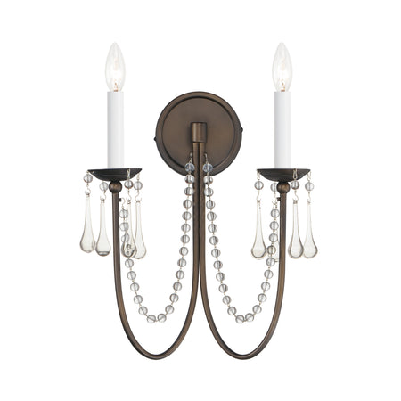 Plumette 2-Light Wall Sconce w Crystal