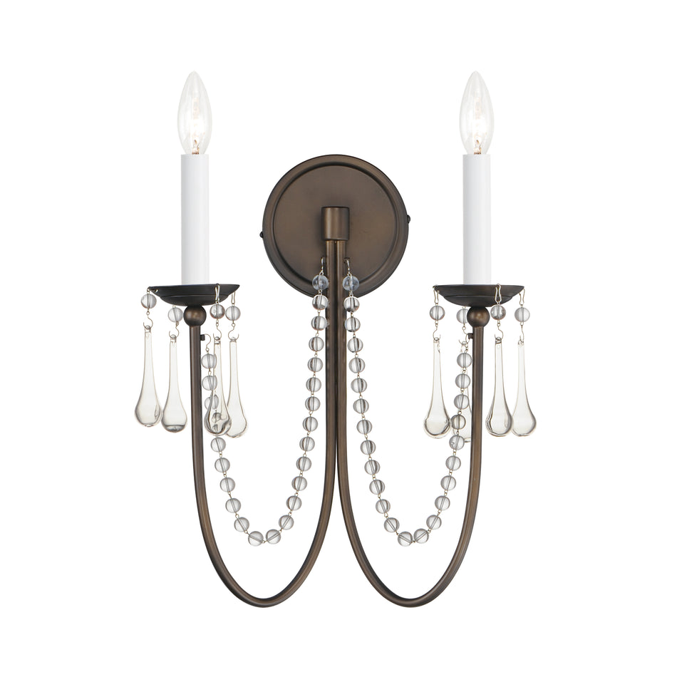 Plumette 2-Light Wall Sconce w Crystal