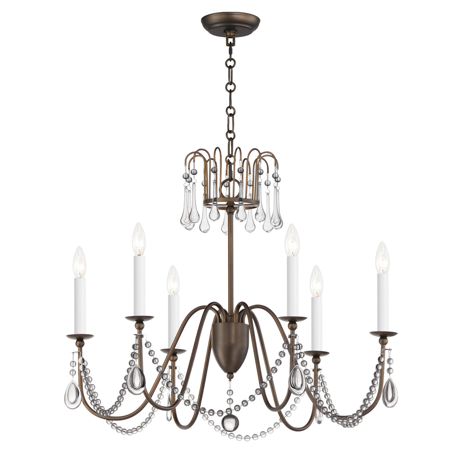 Plumette 6-Light Chandelier w Crystal