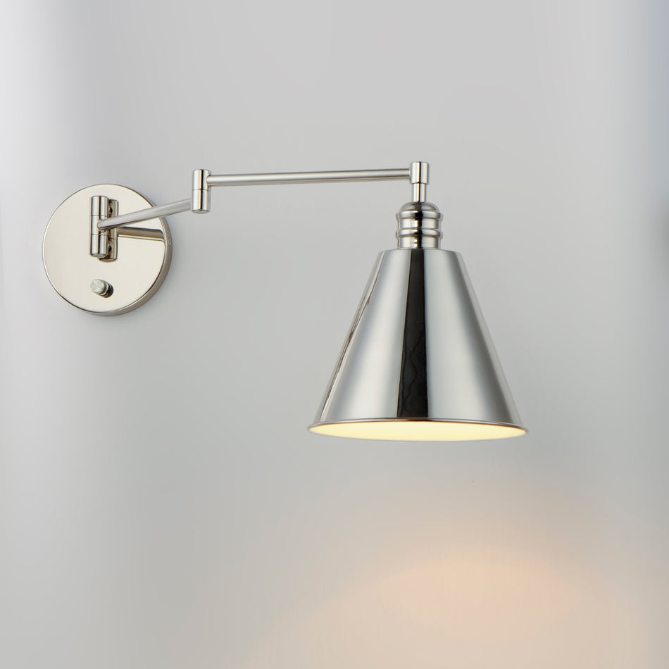 Library 1-Light Wall Sconce Horizontal Swing Arm