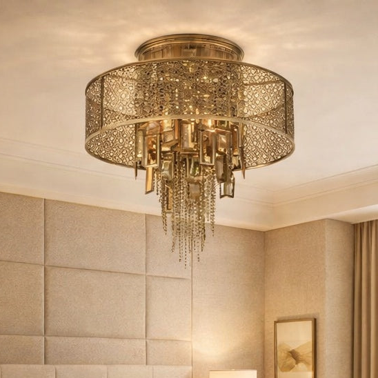 Four Light Semi-Flush - Hand Crafted Iron