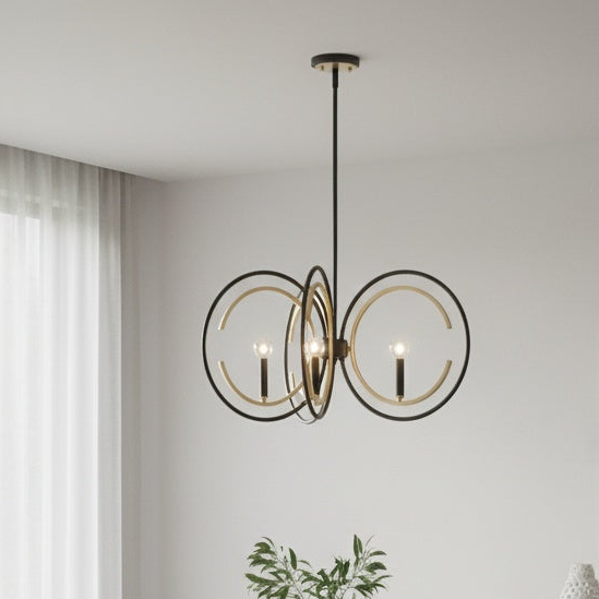 Clip 3 Light 28 inch Black/Gold Chandelier Ceiling Light by Maxim