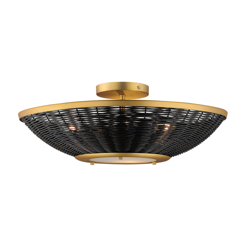 Rattan 20" Wall Sconce/Semi Flush Mount