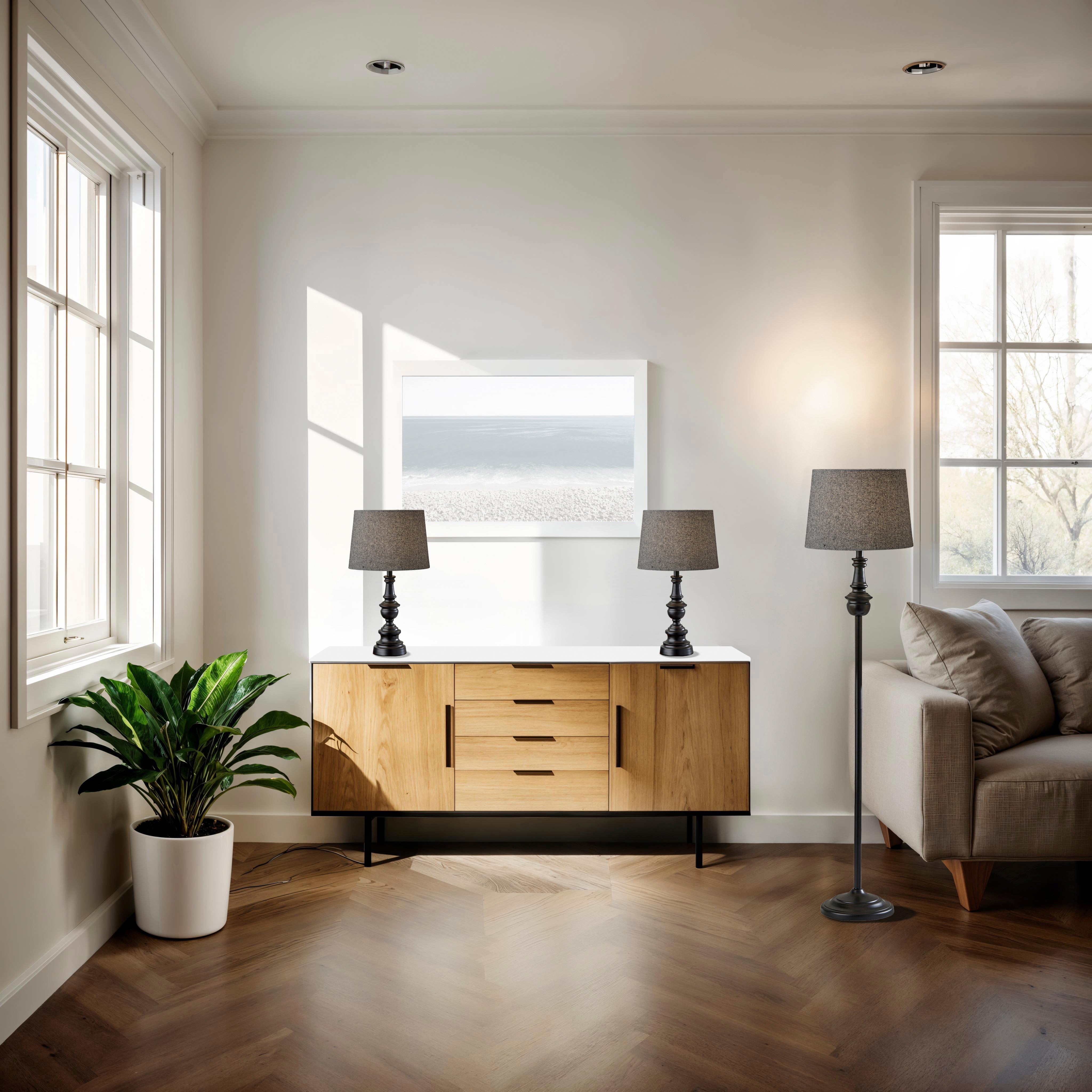 Chandler 3 Piece Floor and Table Lamp Set