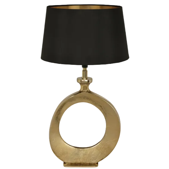 1 LT Table Lamp w/ Gold Finish & Black Textile Exterior w/ Gold Foil Interior Shade