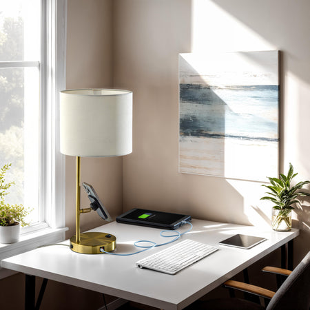 Wyatt Supercharger Desk Lamp- Antique Brass
