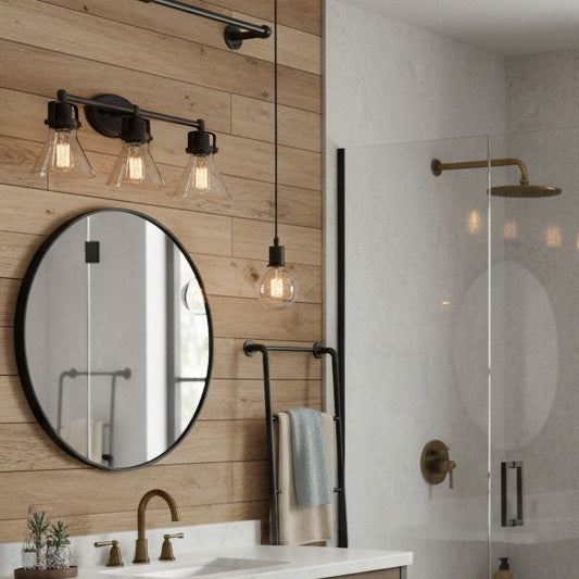 Seafarer 3-Light Bath Vanity With Seedy Glass in Bronze
