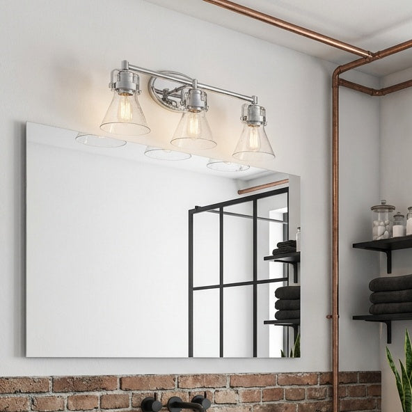 Seafarer 3-Light Bath Vanity With Seedy Glass in Chrome