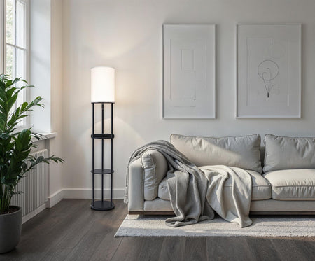 Charging Station Shelf Floor Lamp