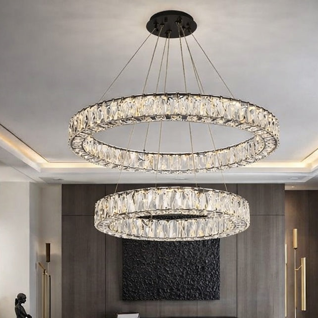 Monroe 28 inch LED double ring chandelier in black