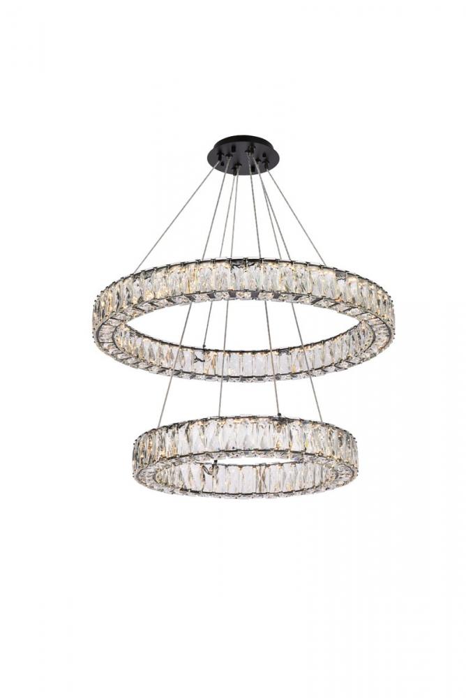 Monroe 28 inch LED double ring chandelier in black