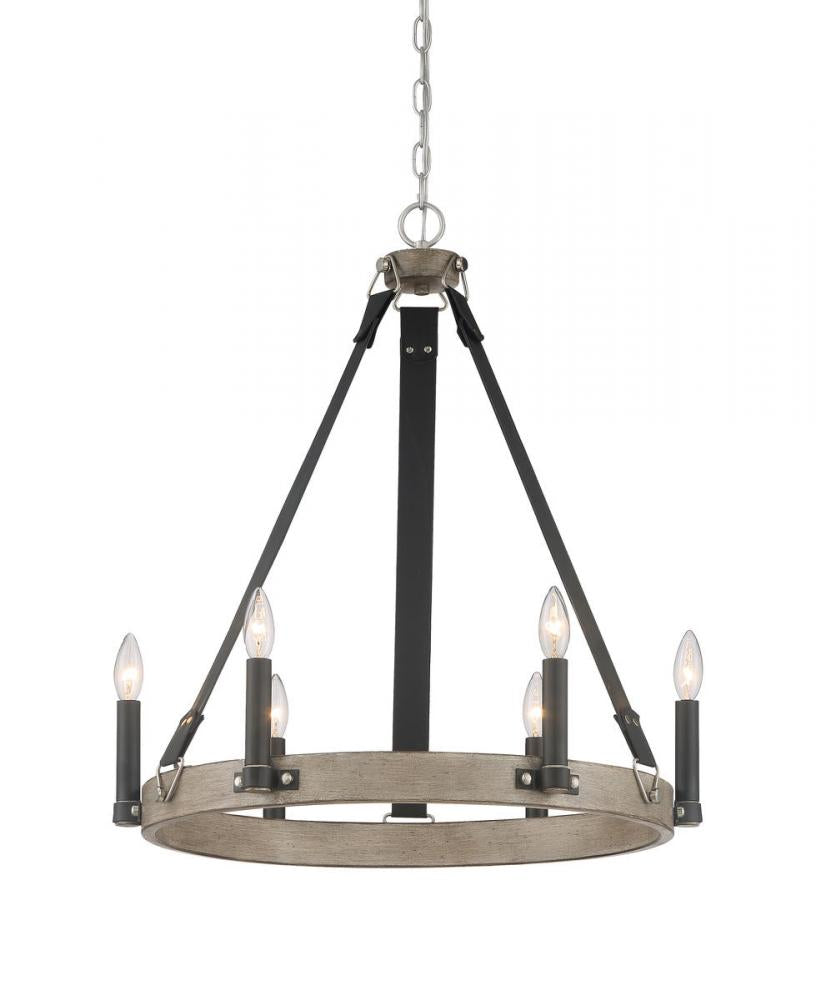 Rawson Ridge - 6 Light Chandelier in Aged Silverwood and Coal