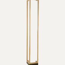 4 LT Floor Lamp w/ Natural Wood Frame, Black Base & White Fabric Shade