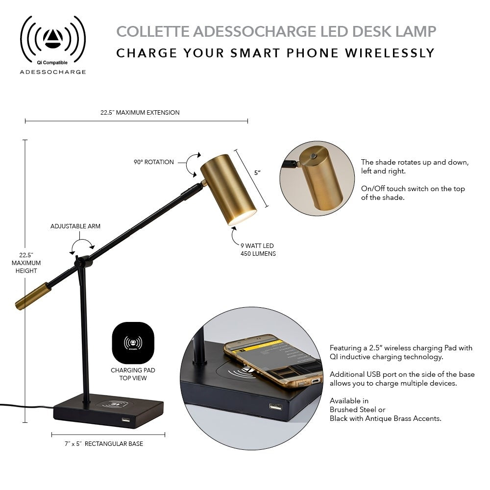 Collette Adesso Charge LED Desk Lamp