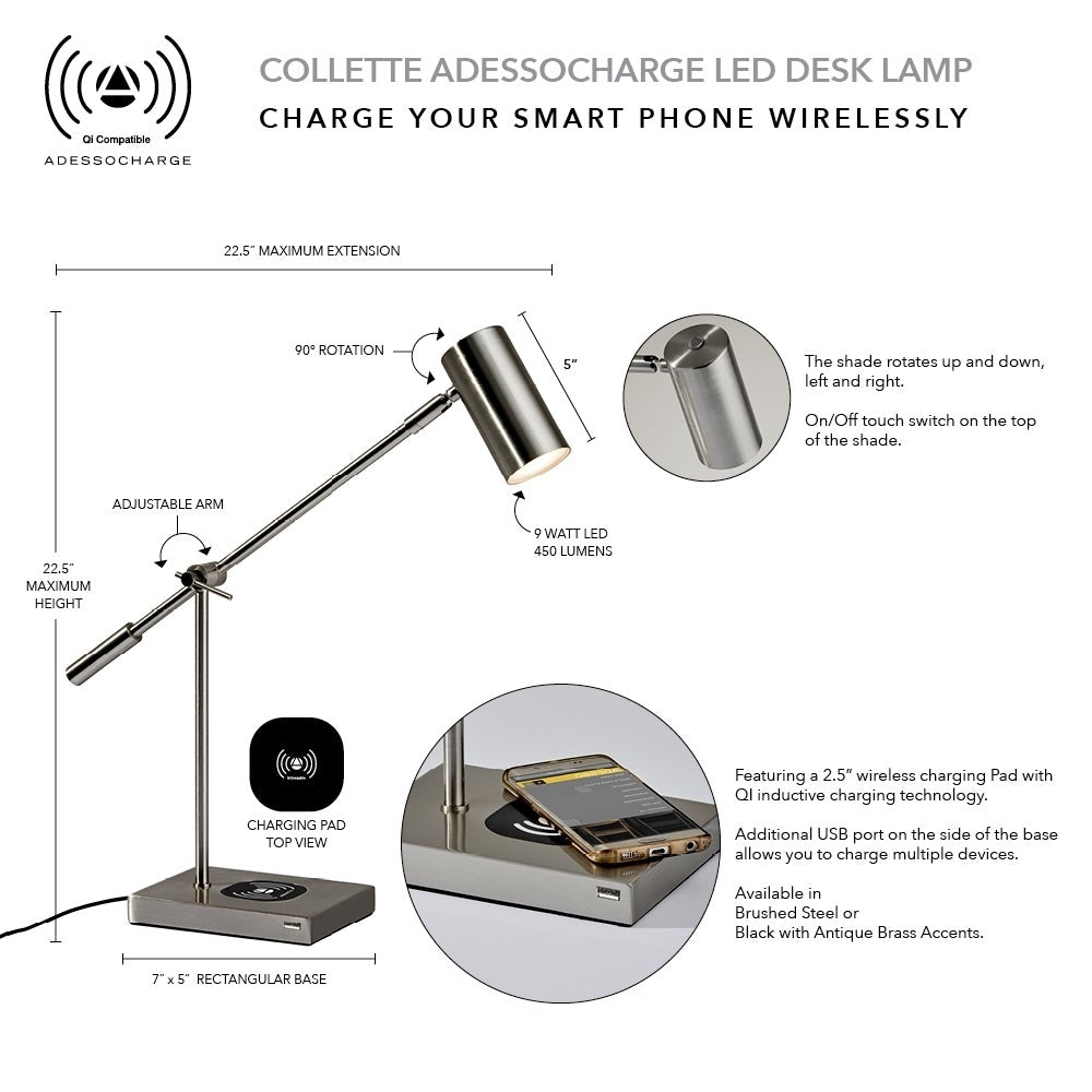 Collette Adesso Charge LED Desk Lamp