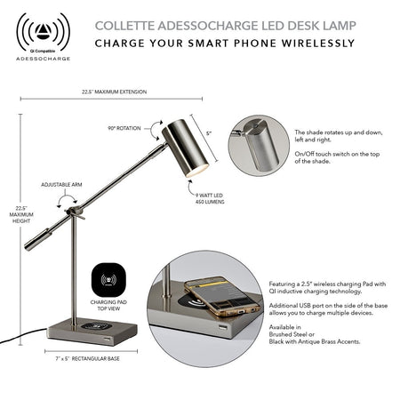 Collette Adesso Charge LED Desk Lamp