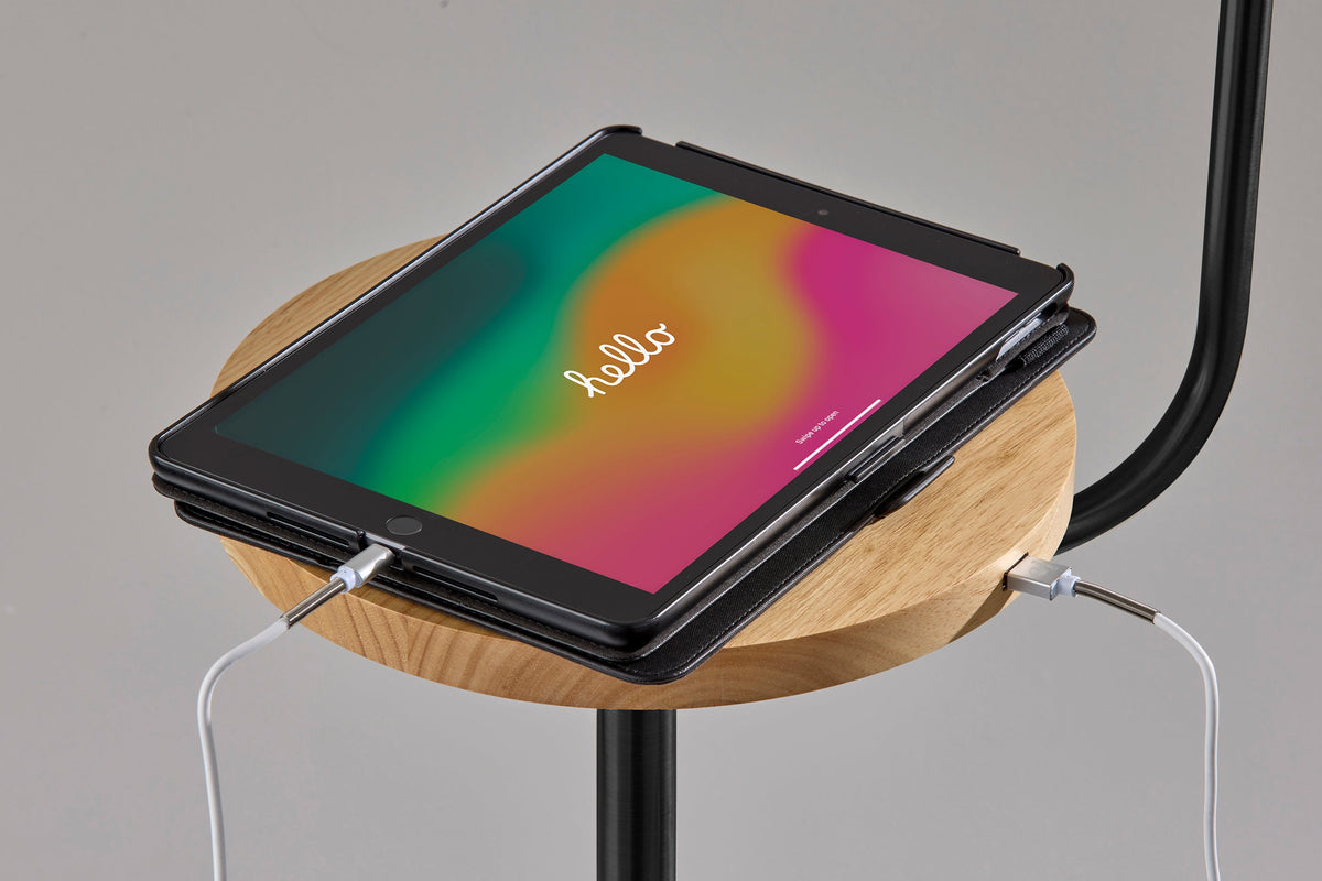 Caldwell Shelf Floor Lamp- Black