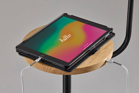 Caldwell Shelf Floor Lamp- Black