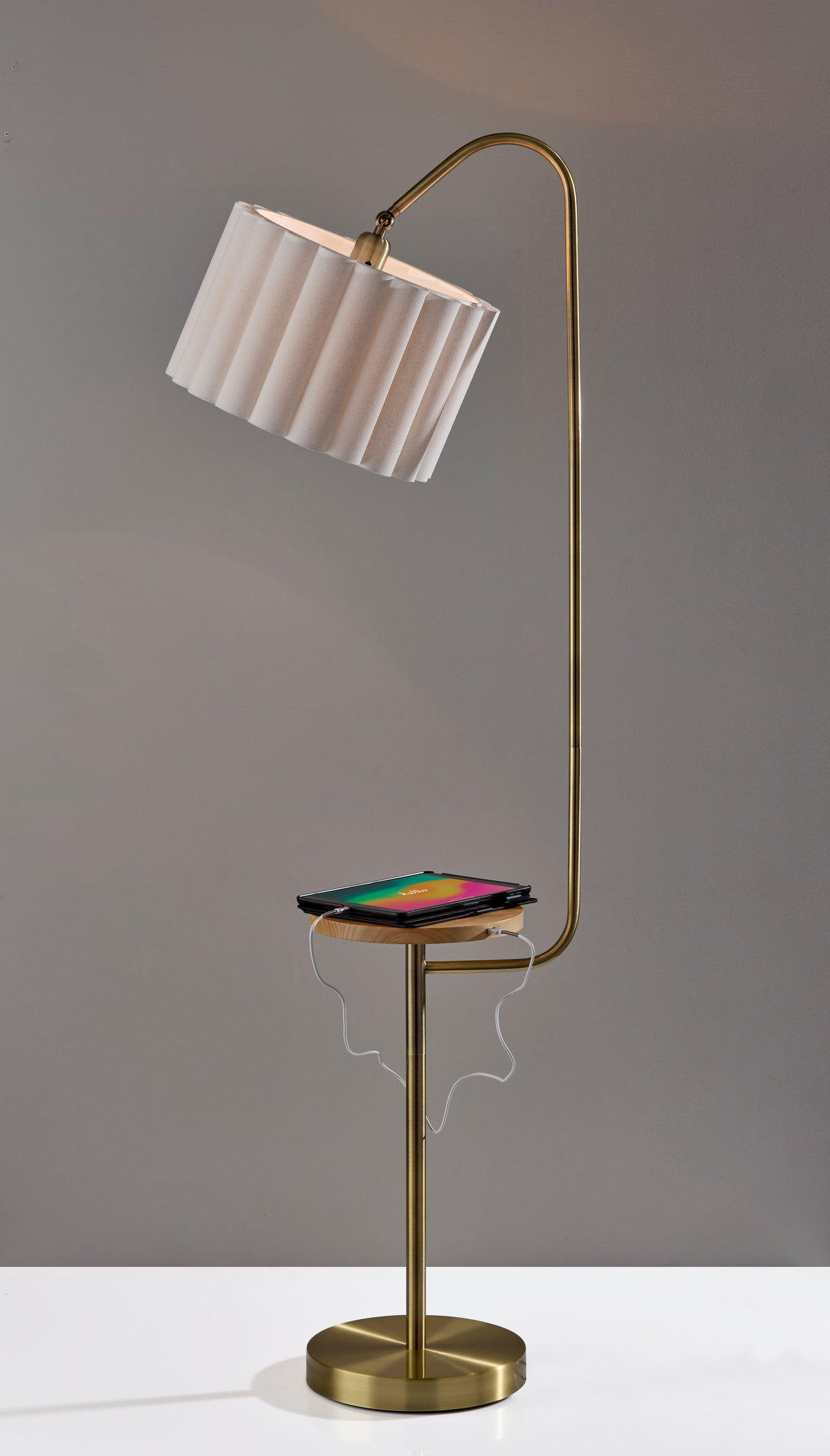 Caldwell Shelf Floor Lamp- Antique Brass