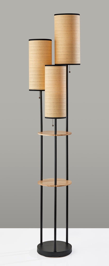 Trio Floor Lamp- Black and Antique Brass