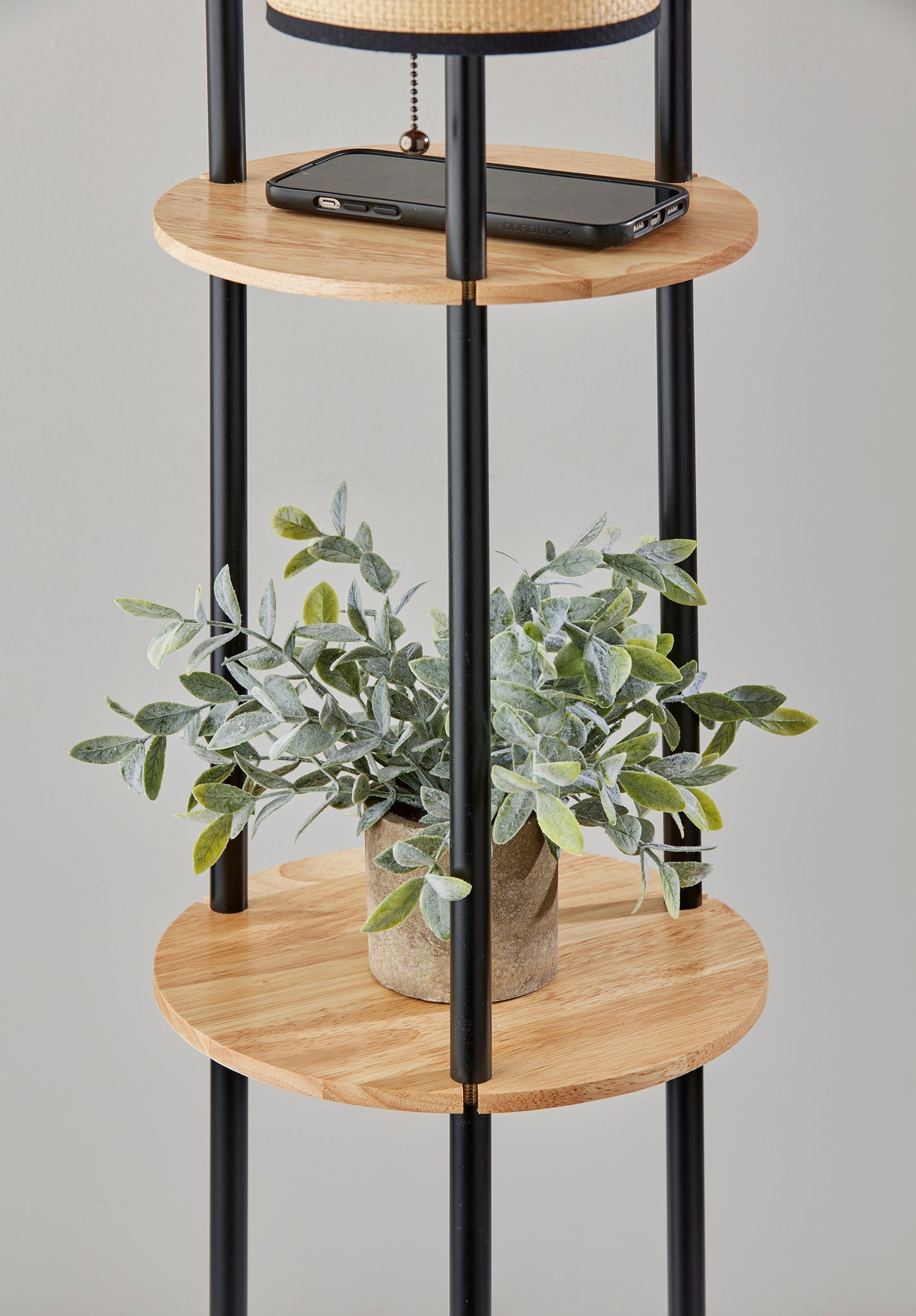 Trio Floor Lamp- Black and Antique Brass