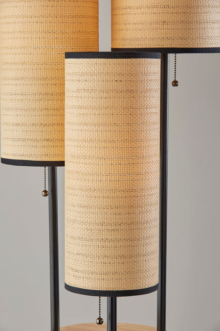 Trio Floor Lamp- Black and Antique Brass