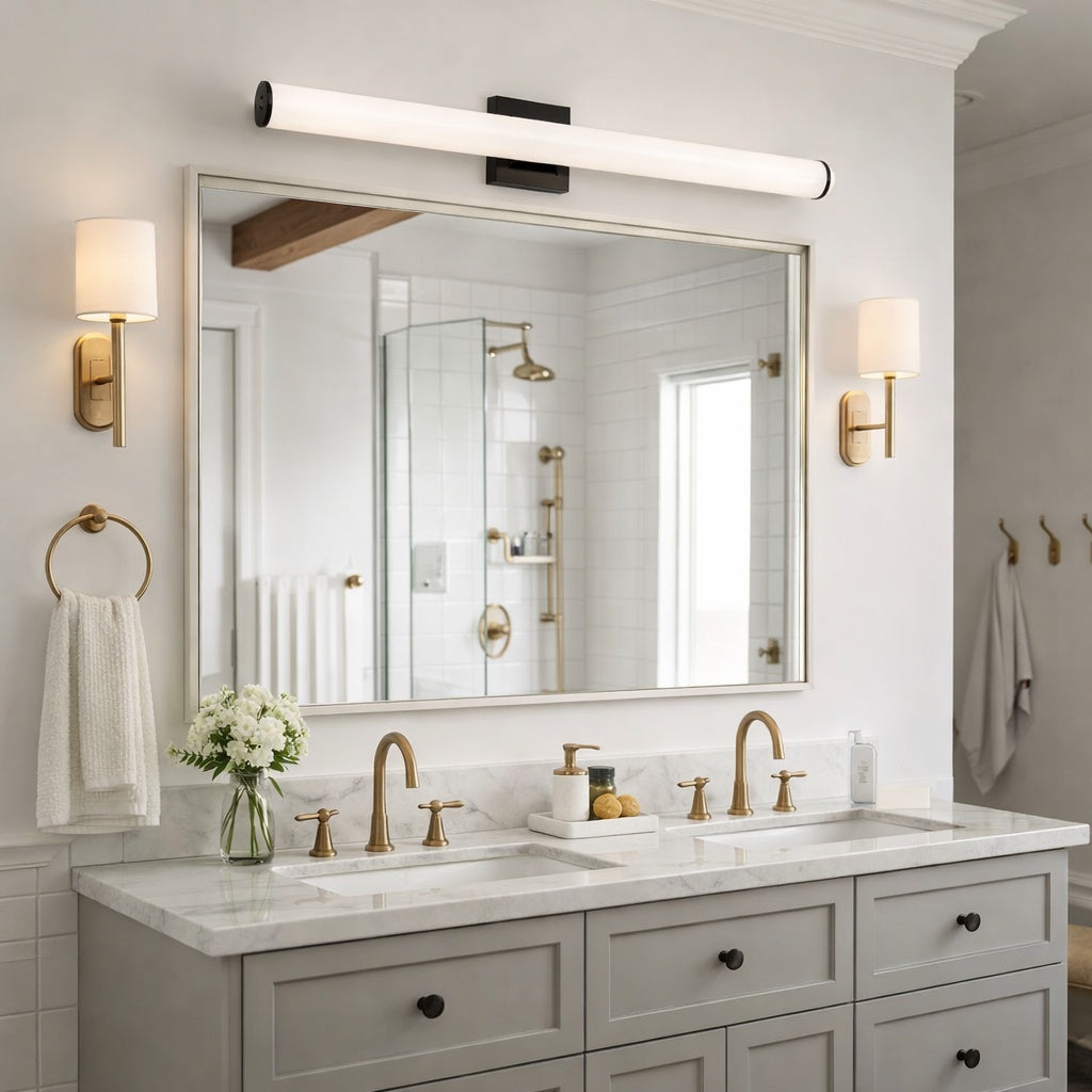 Rail 36" LED Bath Vanity, Tubular Shaped in Black