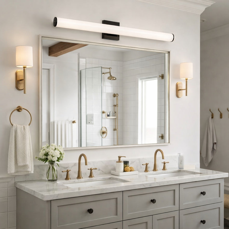 Rail 36" LED Bath Vanity, Tubular Shaped in Black