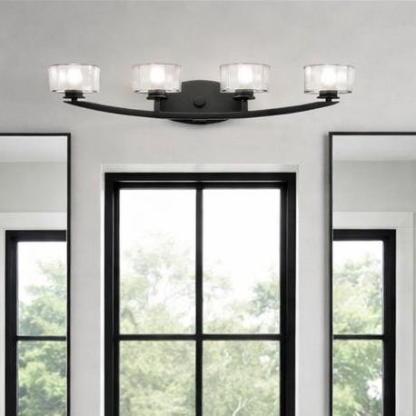 29" Elegant Meridian Bath bathroom vanity fixture with crafted thick glass by Hinkley