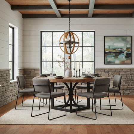 Transitional Three Light Wooden Pendant from Woodland Collection by TransGlobe