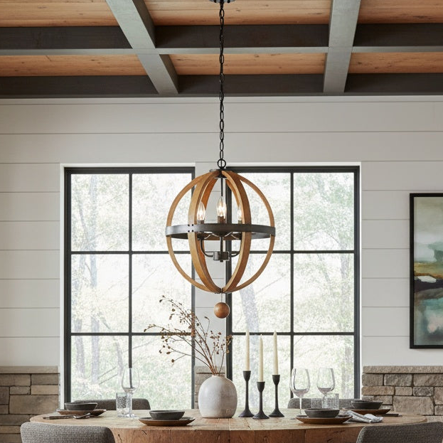 Transitional Three Light Pendant from Woodland Collection