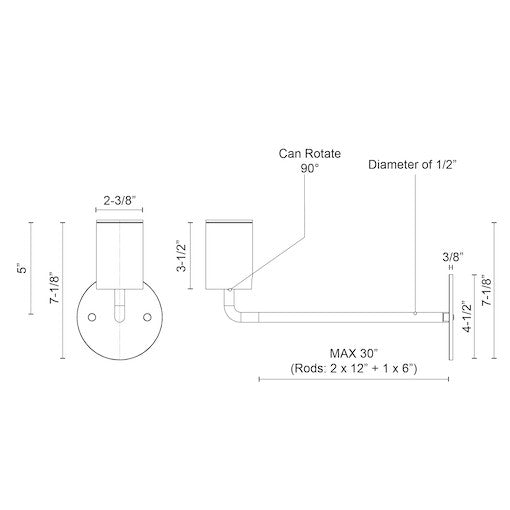 Barclay 3-in Black 1 Light Wall/Ceiling by KUZCO