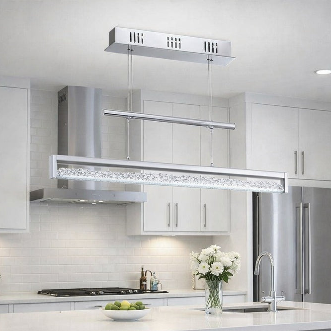 4x6W LED Pendant w/ Chrome Finish & Clear Glass w/ Crystals