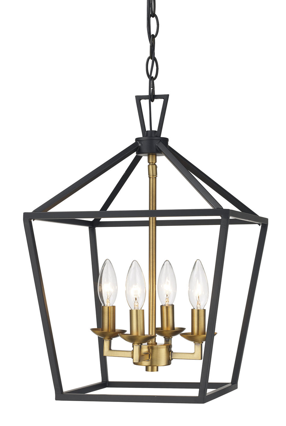 12" Four Light Lacey Pendant in Antique Black & Gold by TransGlobe