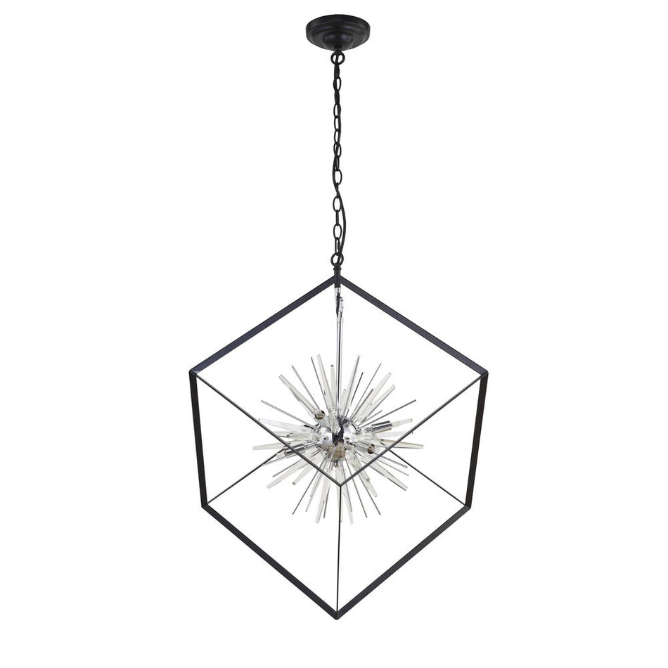 Avista Starburst 29" Chandelier Black & Chrome