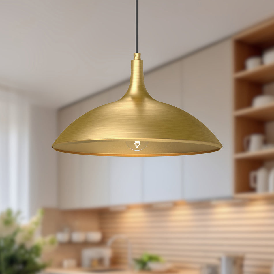 Abel 14-in Brushed Gold 1 Light Pendant by ALORA MOOD
